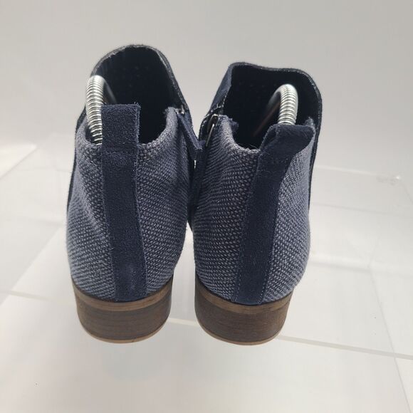 Toms Boots Womens 10 Deia Ankle Booties Blue Suede Side Zip Block Heels 10010981 - Picture 4 of 9